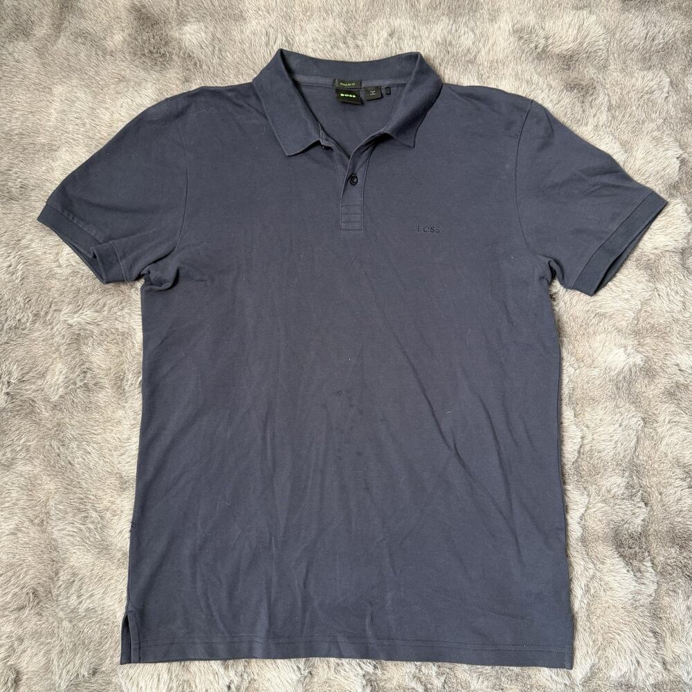 Hugo BOSS Men's Regular-fit Polo Shirt Tonal Logo Black Size Large